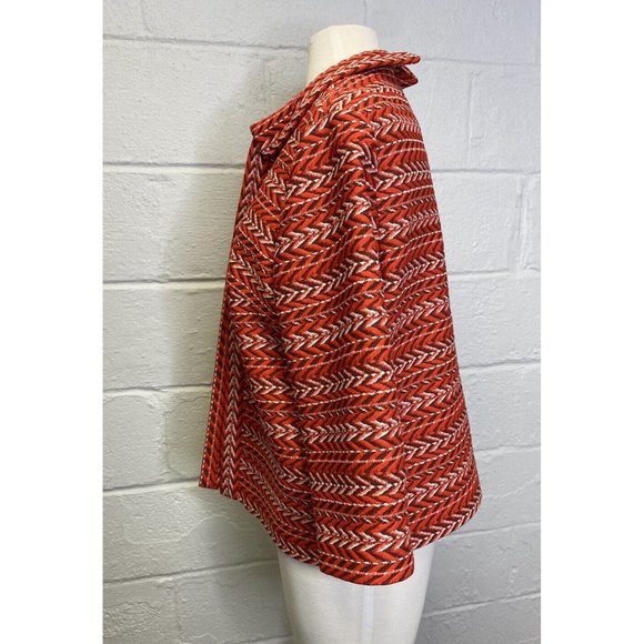 VTG Amy Adams Knits Womens Jacket 70s Boho Swing Collar Red Chevron Medium - Picture 6 of 11
